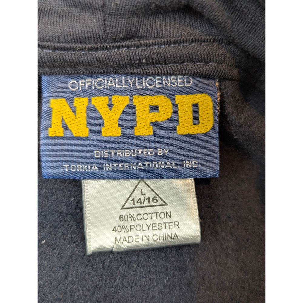 NYPD New York City Police Dept Youth Hoodie Navy Blue Pullover Size L 14/16 - Picture 10 of 11